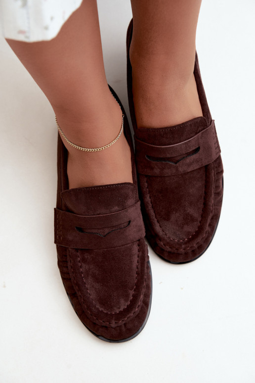 mocasines de mujer con volantes en color marrón Cayen