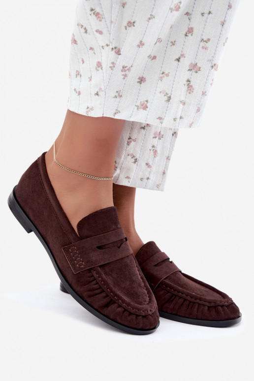mocasines de mujer con volantes en color marrón Cayen