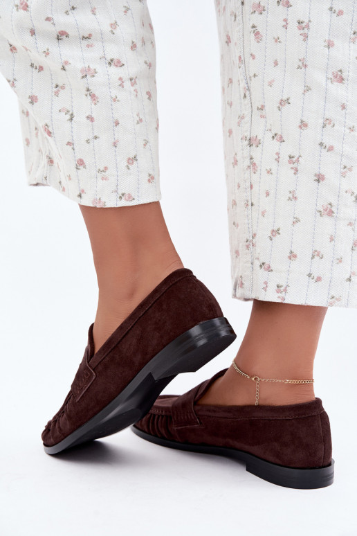mocasines de mujer con volantes en color marrón Cayen