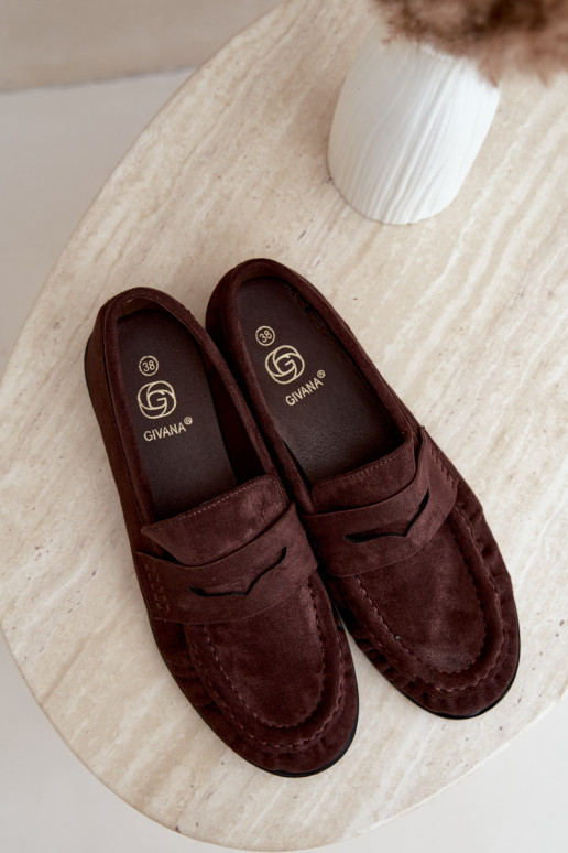 mocasines de mujer con volantes en color marrón Cayen
