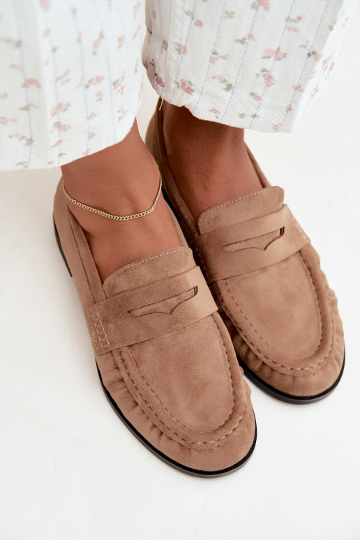 mocasines de mujer con volantes en color arena Cayen