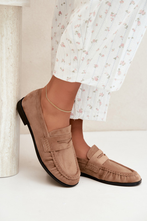 mocasines de mujer con volantes en color arena Cayen
