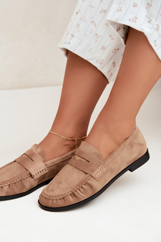 mocasines de mujer con volantes en color arena Cayen