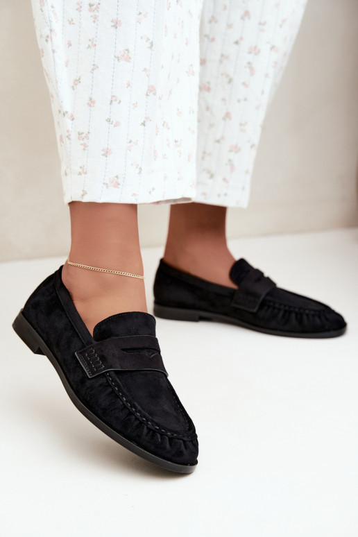 mocasines de mujer con volantes en color negro Cayen