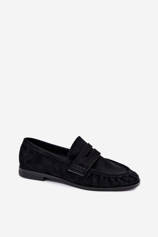 mocasines de mujer con volantes en color negro Cayen
