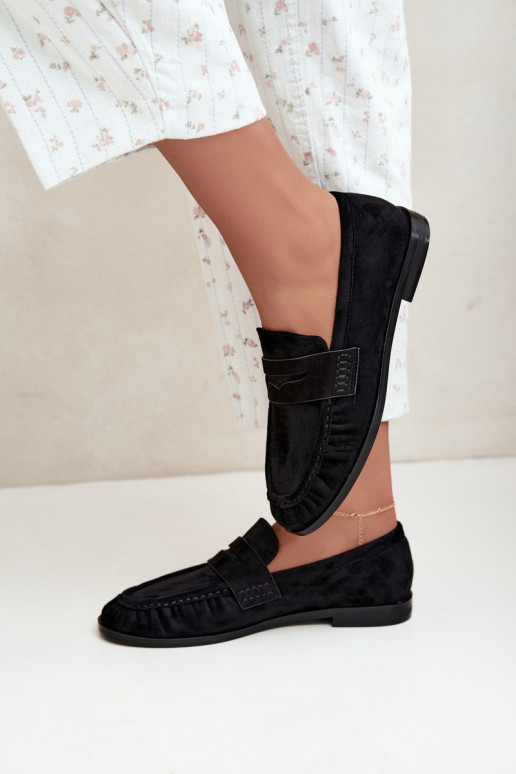 mocasines de mujer con volantes en color negro Cayen
