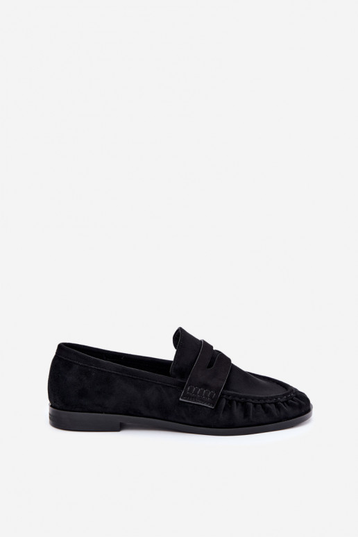 mocasines de mujer con volantes en color negro Cayen
