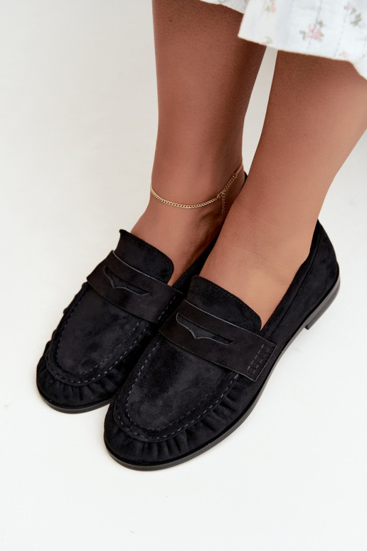 mocasines de mujer con volantes en color negro Cayen