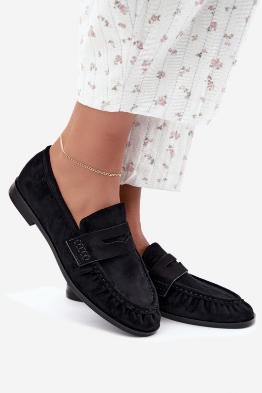 mocasines de mujer con volantes en color negro Cayen