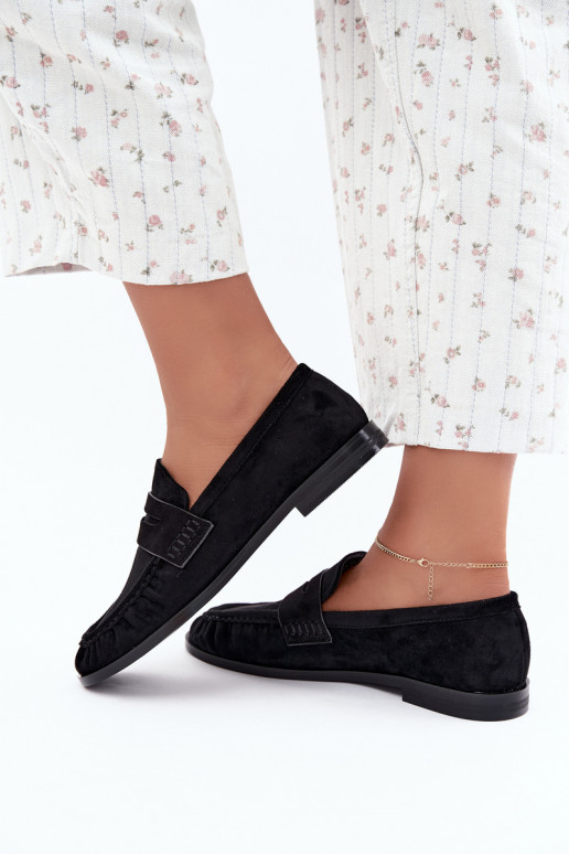 mocasines de mujer con volantes en color negro Cayen
