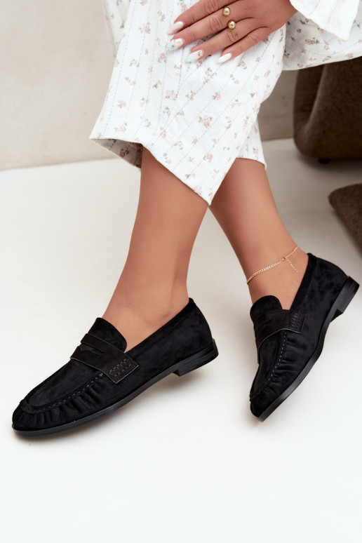 mocasines de mujer con volantes en color negro Cayen