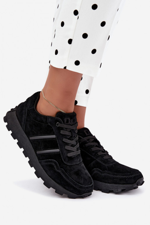 zapatillas de deporte de ante sintético D&A LR62-7101 en color negro