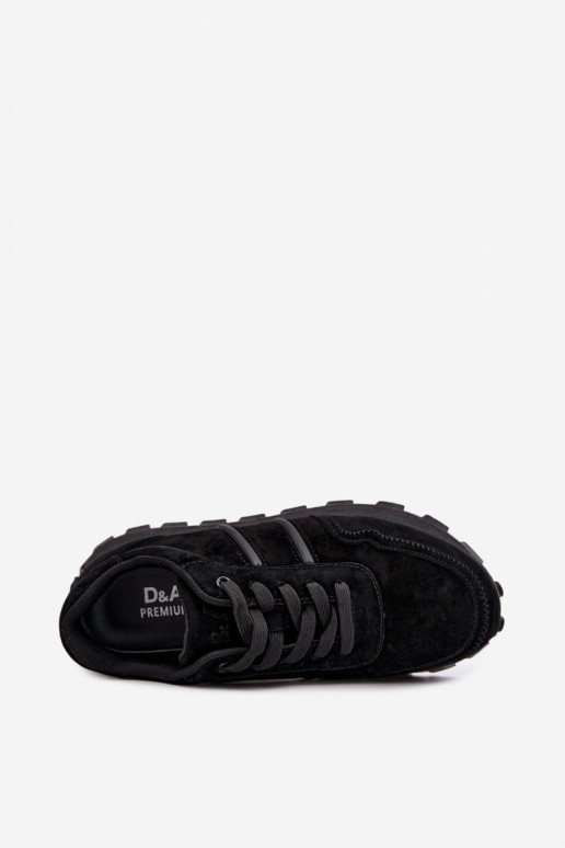 zapatillas de deporte de ante sintético D&A LR62-7101 en color negro
