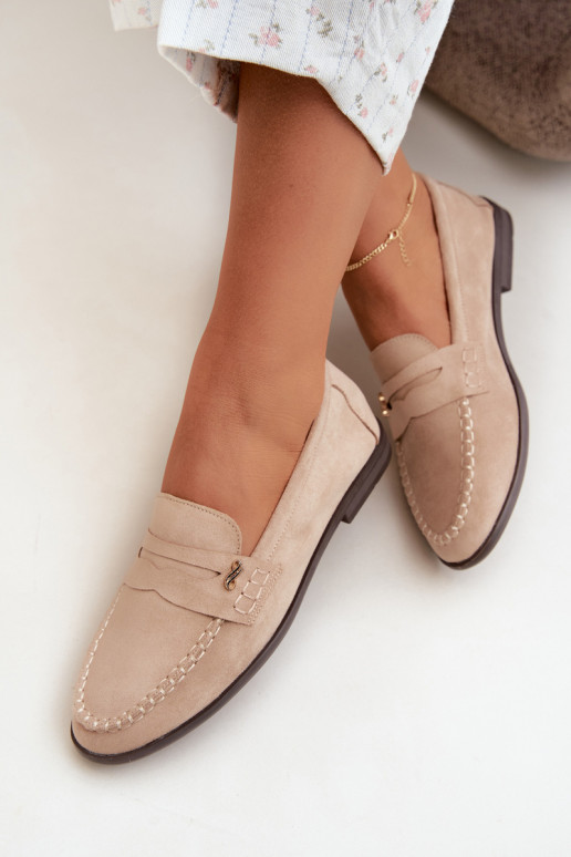 mocasines de mujer con detalles decorativos en color arena Treya