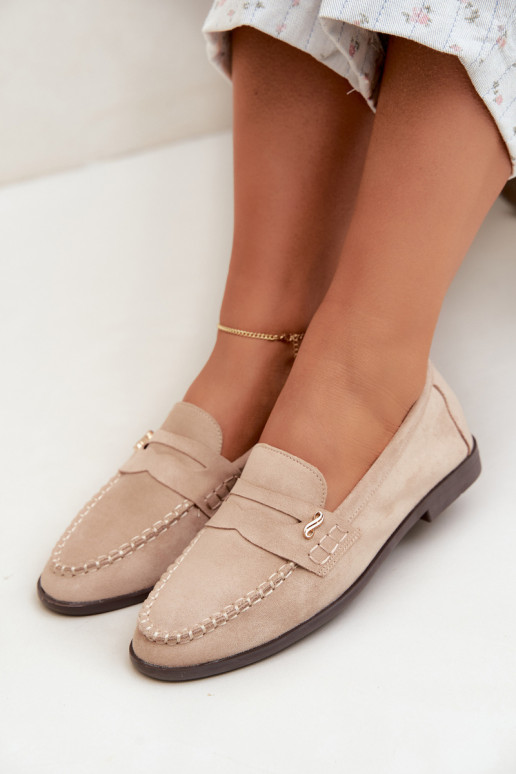mocasines de mujer con detalles decorativos en color arena Treya