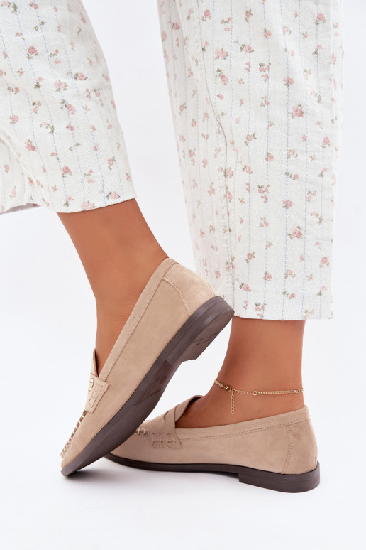 mocasines de mujer con detalles decorativos en color arena Treya