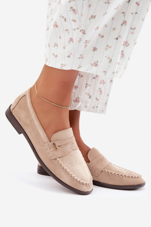 mocasines de mujer con detalles decorativos en color arena Treya