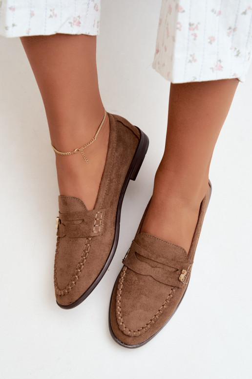 mocasines de mujer con detalles decorativos en color marrón Treya