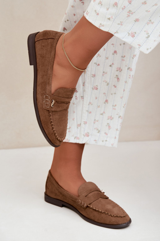 mocasines de mujer con detalles decorativos en color marrón Treya