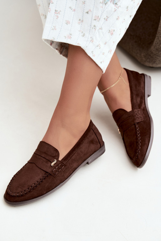 mocasines de mujer con detalles decorativos en color marrón Treya