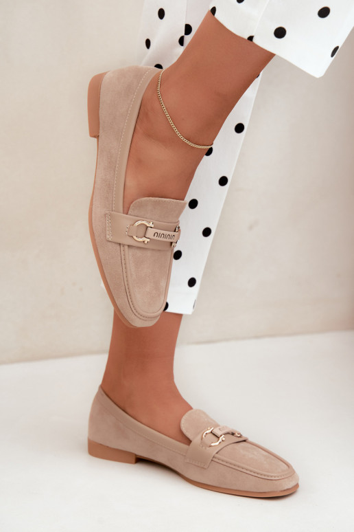 mocasines de mujer con elementos elegantes en color arena Evelora