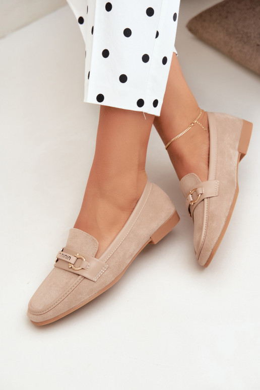 mocasines de mujer con elementos elegantes en color arena Evelora