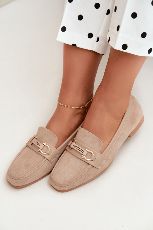 mocasines de mujer con elementos elegantes en color arena Evelora