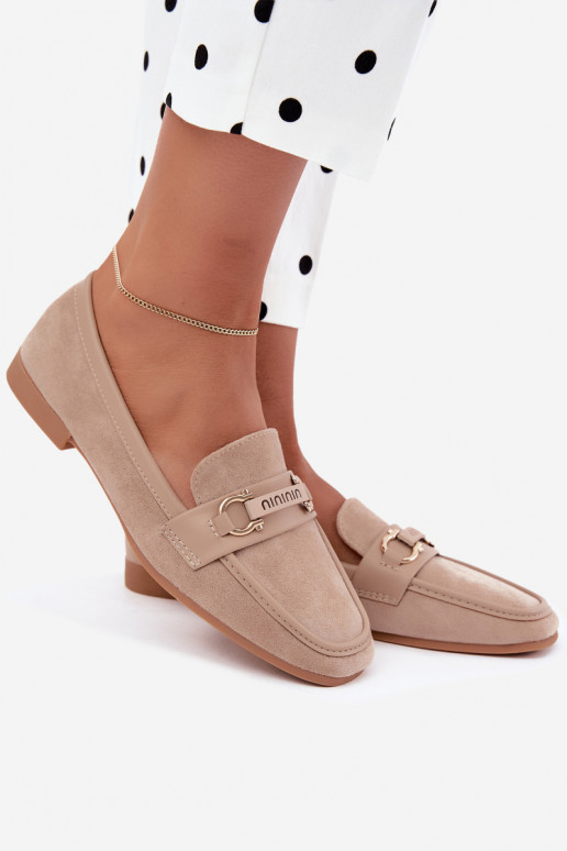 mocasines de mujer con elementos elegantes en color arena Evelora