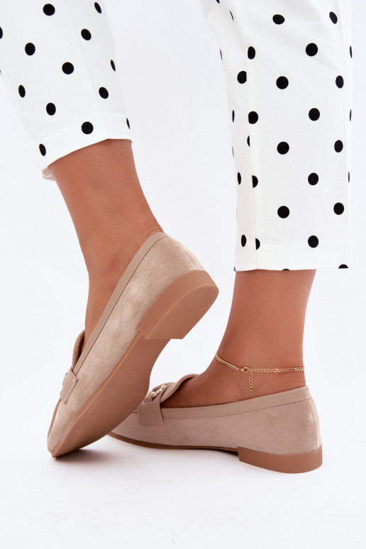 mocasines de mujer con elementos elegantes en color arena Evelora
