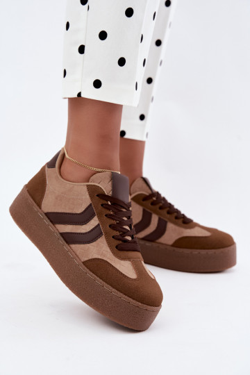 Zapatillas marrones con plataforma y correas Kaya 2