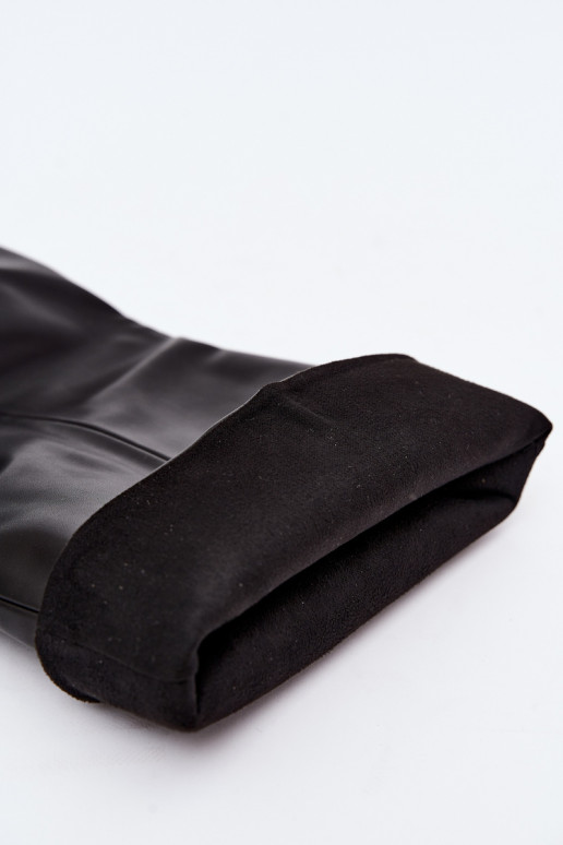 botas altas para mujer slip-on con tacones de cuero sintético en color negro Favra