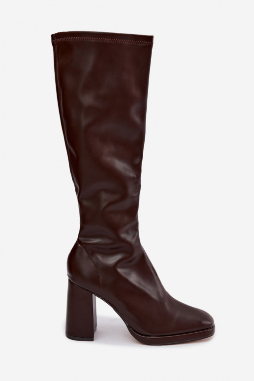 botas altas para mujer con costuras en el eje en color marrón Brivana
