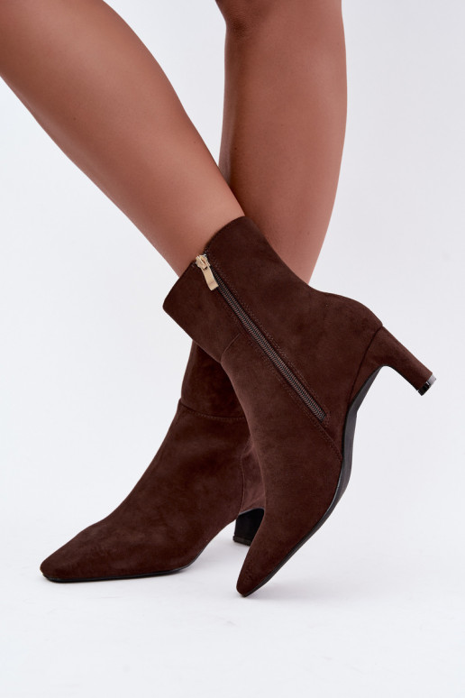 botines para mujer con tacones en color marrón Rileya