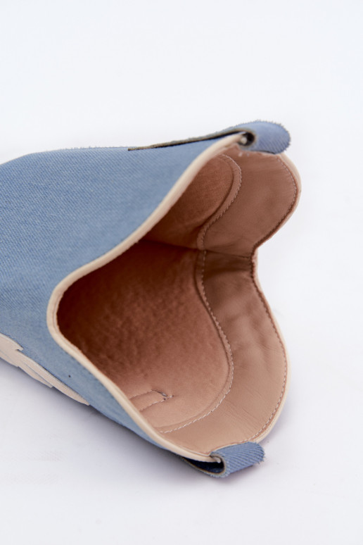 botas altas de estilo vaquero con tacones de mezclilla en color marrón