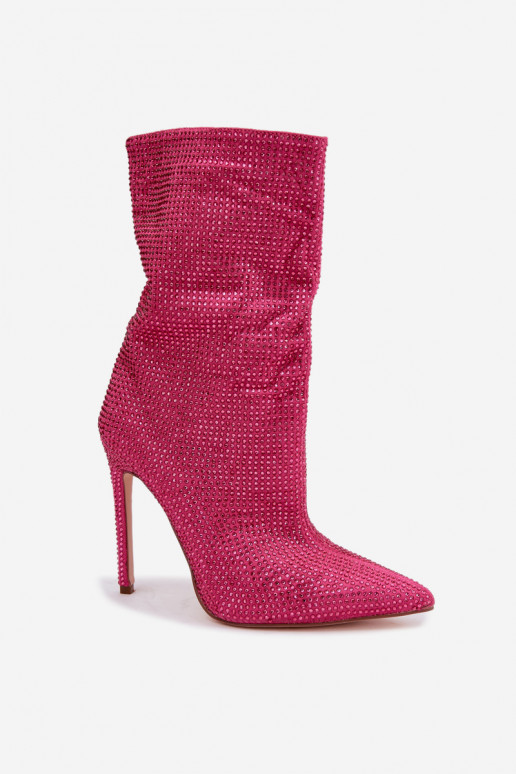 Botines de mujer decorados con tacones delgados en color rosa Galessa