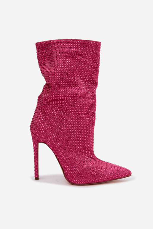 Botines de mujer decorados con tacones delgados en color rosa Galessa