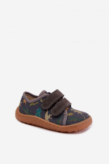 Zapatillas Barefoot para niños con dinosaurios Froddo Canvas G1700440-31 Grises