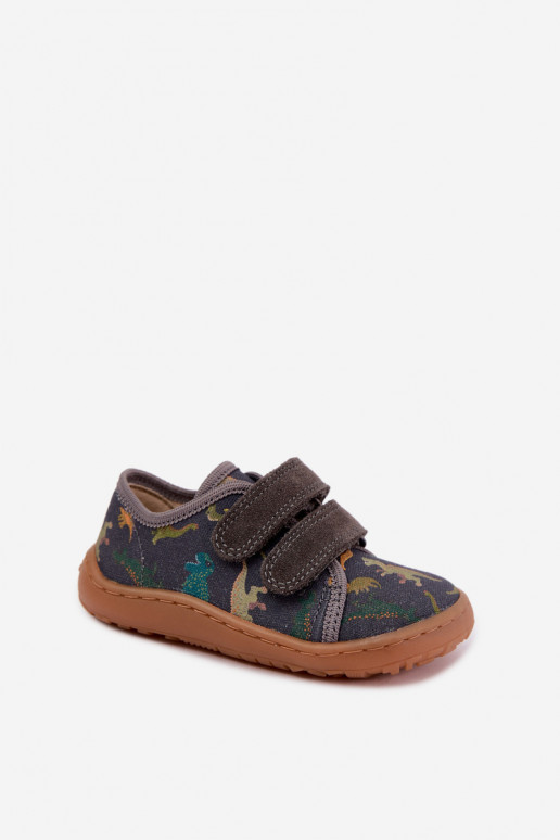 Zapatillas Barefoot para niños con dinosaurios Froddo Canvas G1700440-31 Grises
