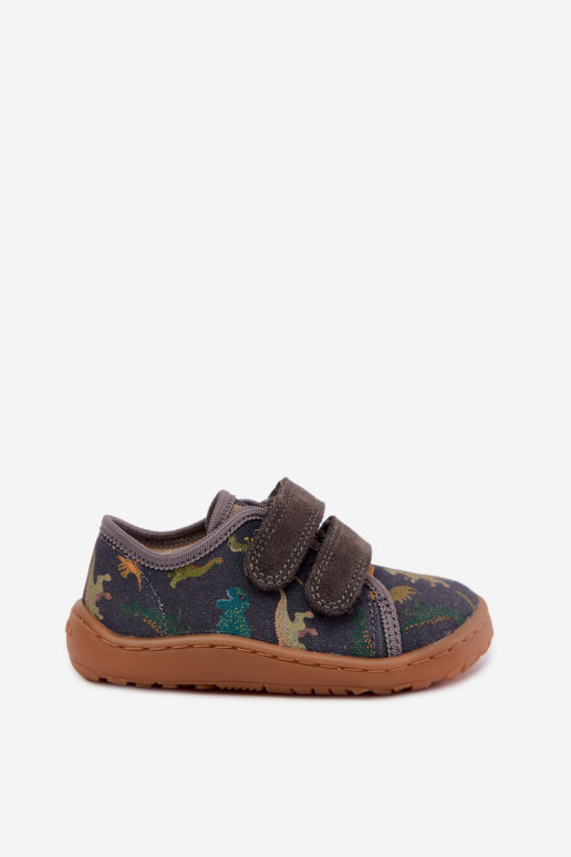 Zapatillas Barefoot para niños con dinosaurios Froddo Canvas G1700440-31 Grises