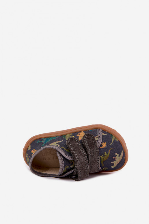 Zapatillas Barefoot para niños con dinosaurios Froddo Canvas G1700440-31 Grises