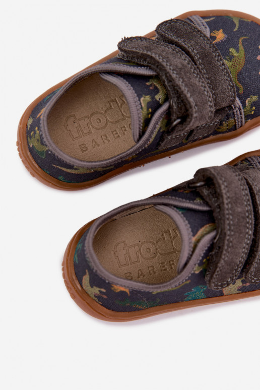 Zapatillas Barefoot para niños con dinosaurios Froddo Canvas G1700440-31 Grises