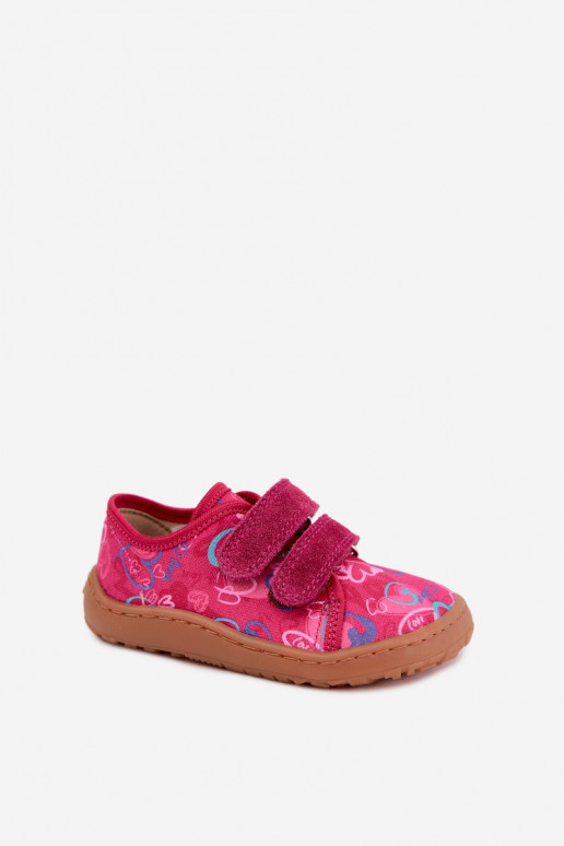 Zapatillas Barefoot para niños con corazones Froddo Canvas G1700440-24 Rosas