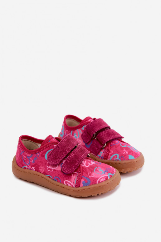 Zapatillas Barefoot para niños con corazones Froddo Canvas G1700440-24 Rosas