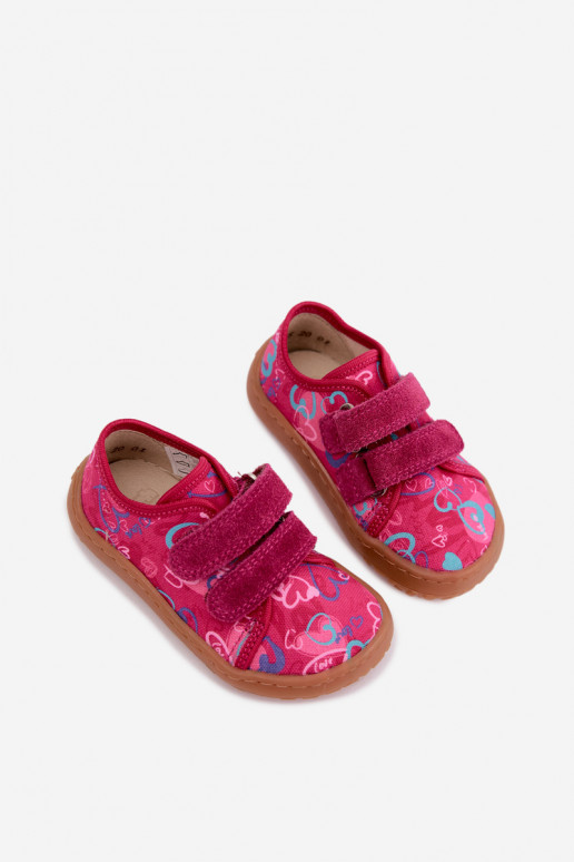 Zapatillas Barefoot para niños con corazones Froddo Canvas G1700440-24 Rosas