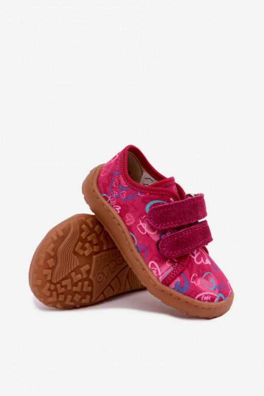 Zapatillas Barefoot para niños con corazones Froddo Canvas G1700440-24 Rosas