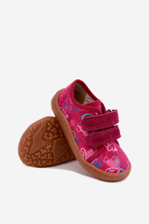 Zapatillas Barefoot para niños con corazones Froddo Canvas G1700440-24 Rosas