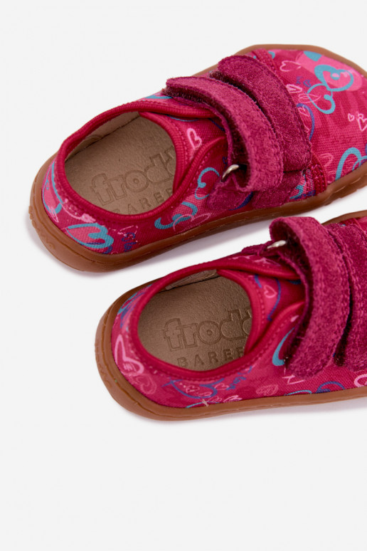 Zapatillas Barefoot para niños con corazones Froddo Canvas G1700440-24 Rosas