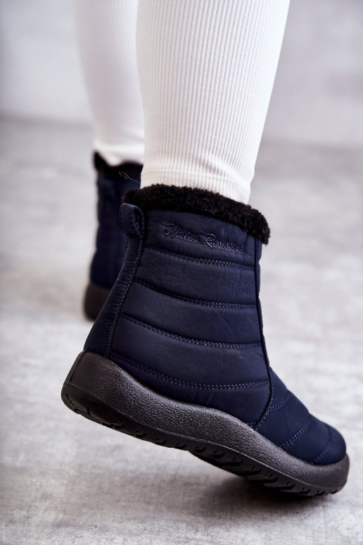 Botas de nieve calentitas para mujer en azul oscuro Mezyss