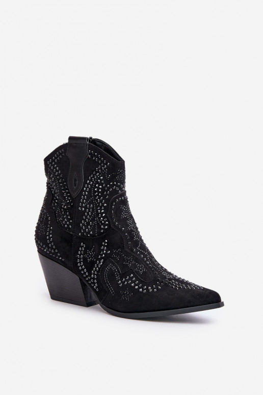 Botines decorados estilo vaquero en negro Kaivina