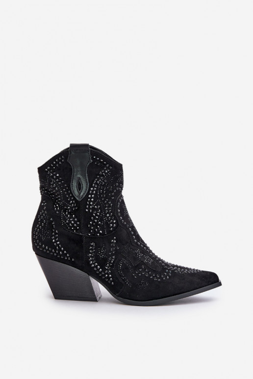 Botines decorados estilo vaquero en negro Kaivina